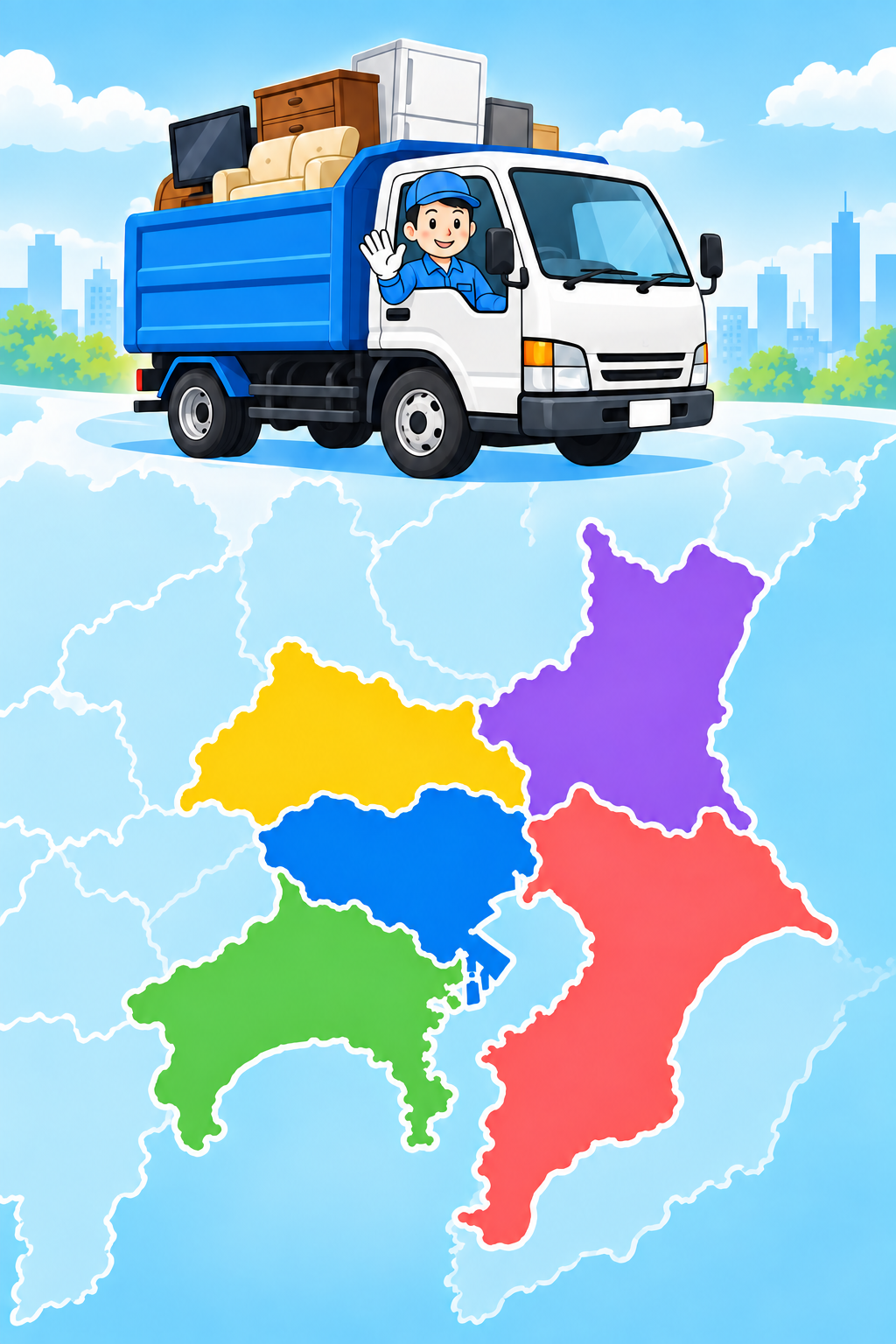 関東エリアの対応地域イメージ。東京都・神奈川県・埼玉県・千葉県・茨城県